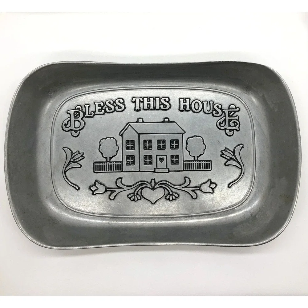 Wilton Armetale Bless This House Bread Tray Pewter Style Serving Dish 601013